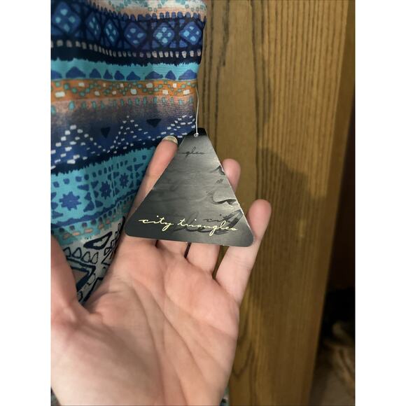 City Triangles Aztec Cage Front Mini Dress Size XL Aqua Summer Beach Vacation - Picture 3 of 7